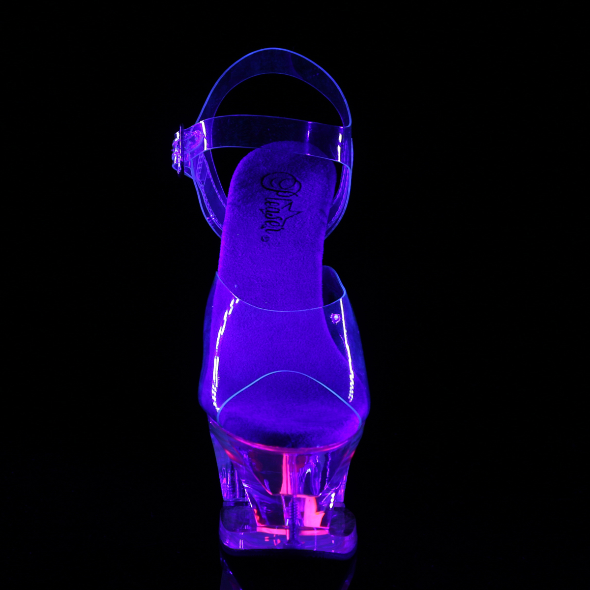 Pleaser Moon-708CAT C/C-PN - Priehľadné sandále na vysokej platforme