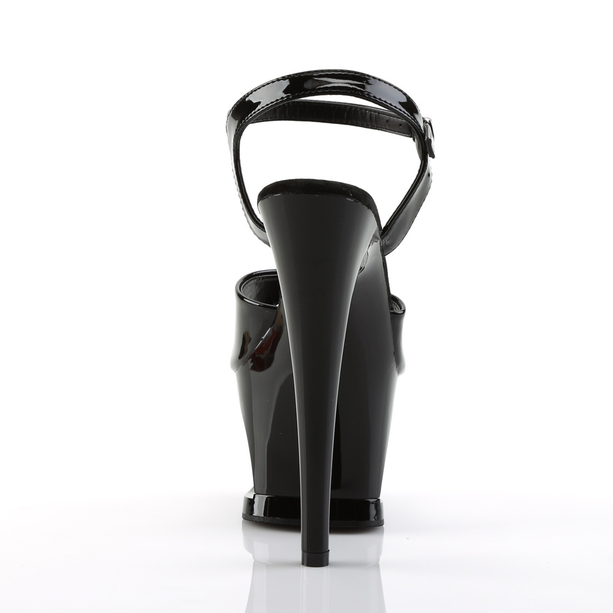 Pleaser Moon-709 B/M - Lesklé čierne sandále na vysokej platforme