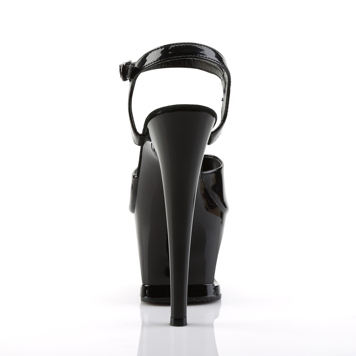 Pleaser Moon-709SK B/M - Lesklé čierne sandále na vysokej platforme