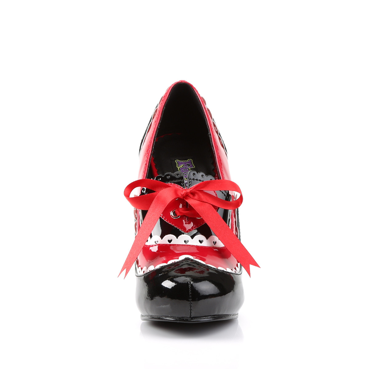 Funtasma Queen-03 BRW - Lesklé čierne lodičky na vysokých širokých podpätkoch