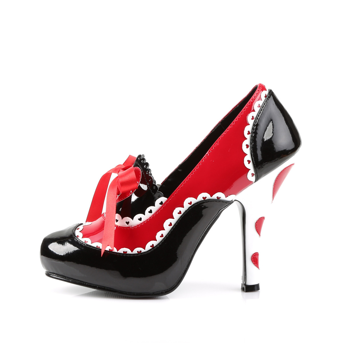 Funtasma Queen-03 BRW - Lesklé čierne lodičky na vysokých širokých podpätkoch