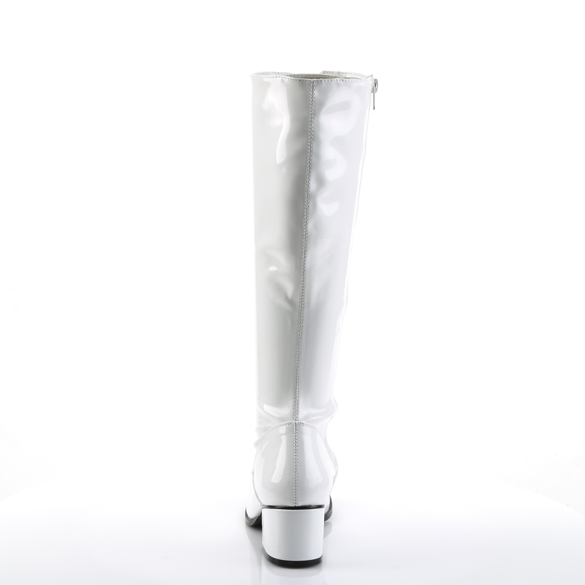 Funtasma Retro-302 W - Lesklé biele čižmy so širokými podpätkami