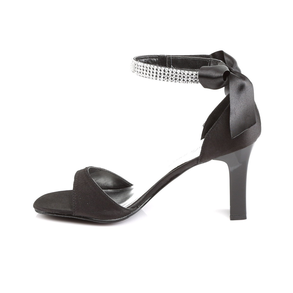 Pleaser Pink Label Romance-372 B/SAT - Čierne sandále so širokými podpätkami