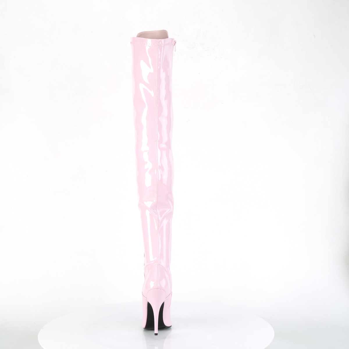 Pleaser Seduce-3024 BP - Lesklé ružové čižmy nad kolená na  opätku na vysokom podpätku
