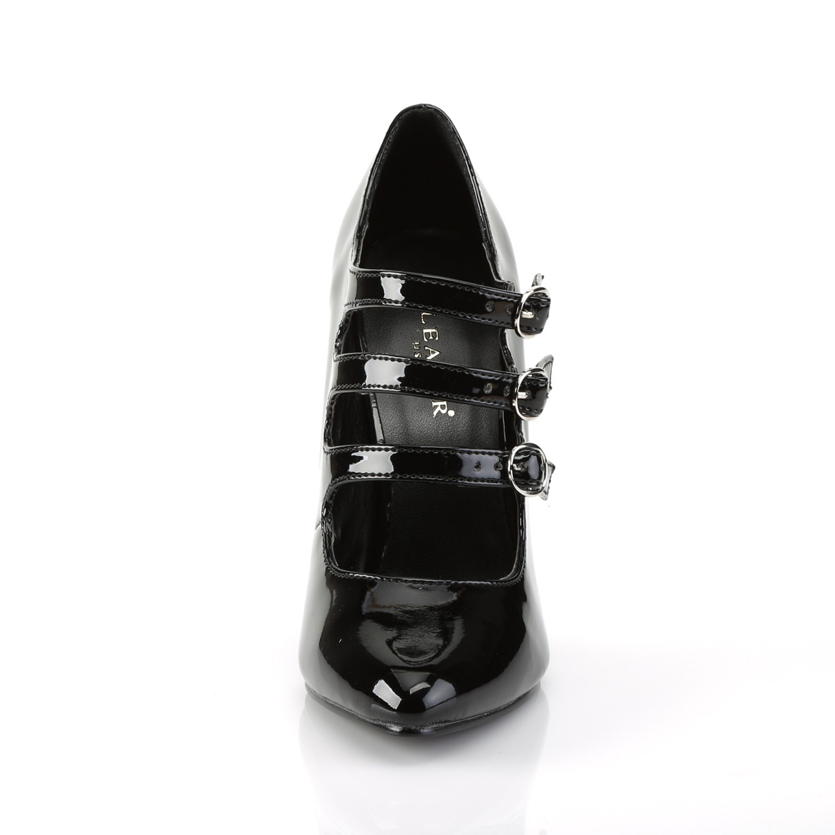 Pleaser Seduce-453 B - Lesklé čierne lodičky s remienkami na vysokom podpätku