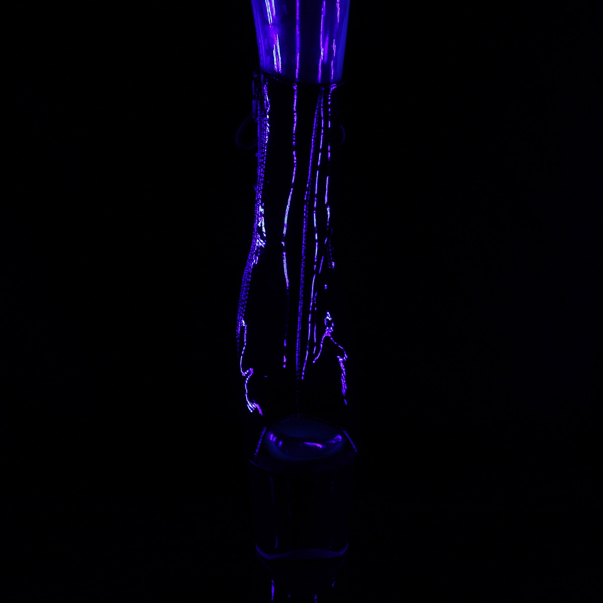 Pleaser Sky-1018TT B/B-NHP - Lesklé čierne čižmy s otvorenou špičkou na vysokej platforme