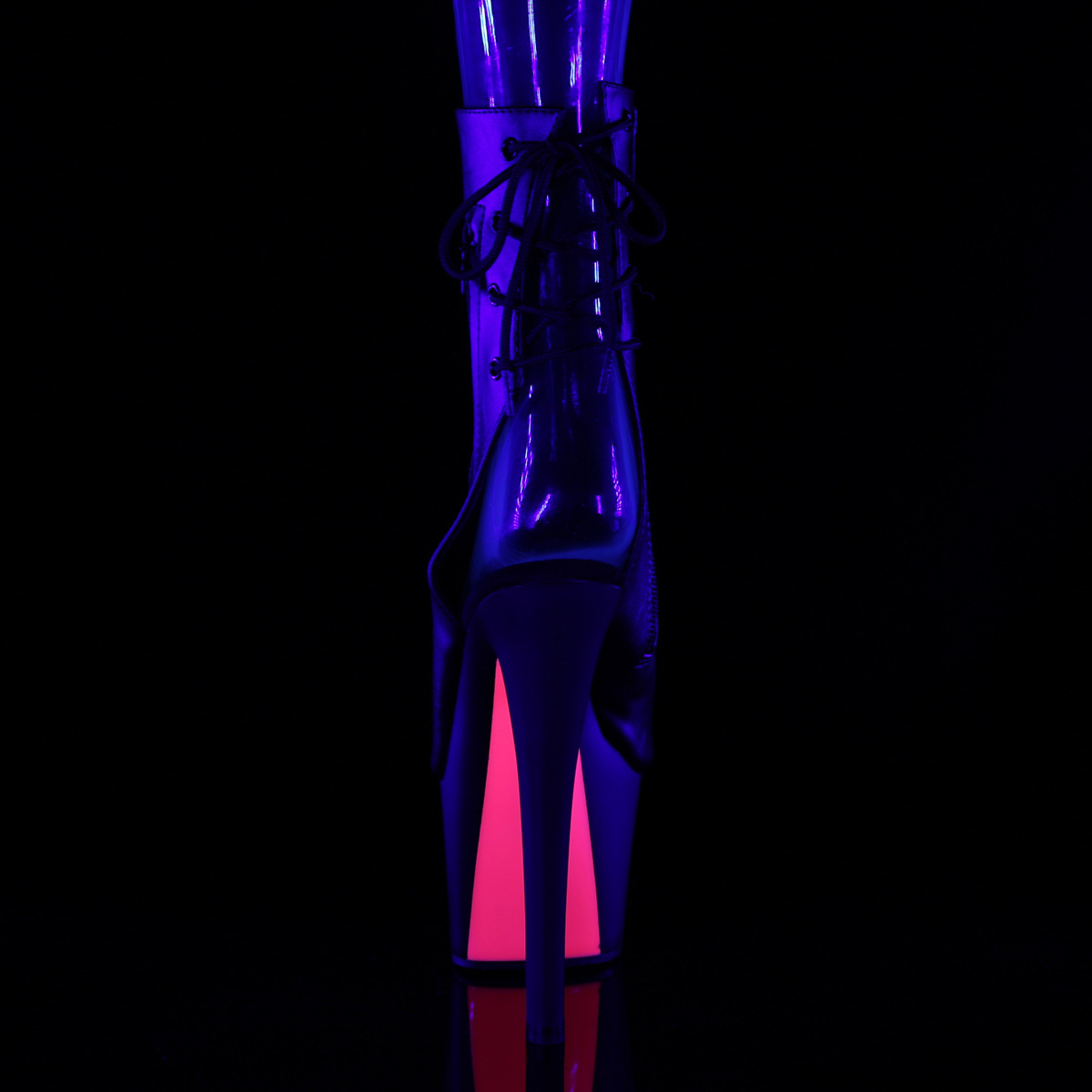 Pleaser Sky-1018TT BPU/B-NHP - Čierne čižmy s otvorenou špičkou na vysokej platforme