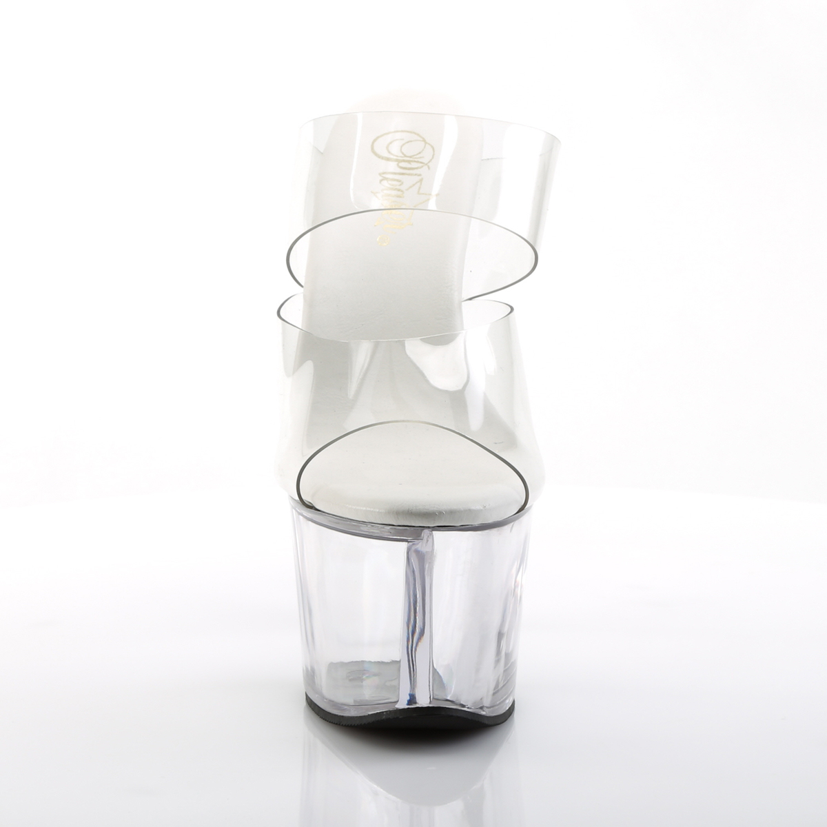 Pleaser Sky-302VL C/M - Priehľadné sandále na vysokej platforme