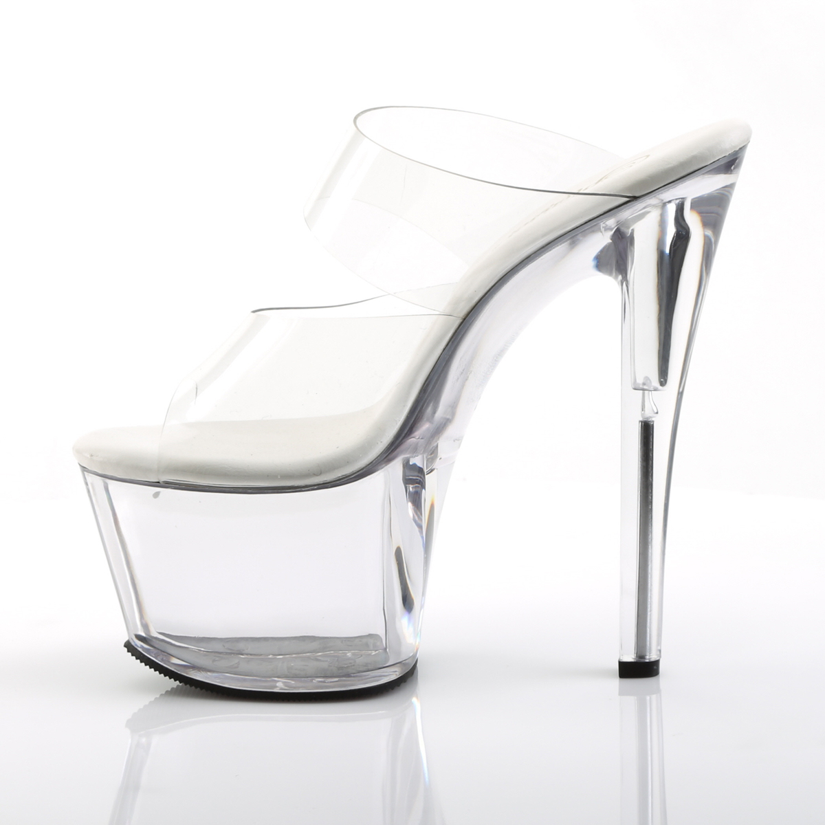 Pleaser Sky-302VL C/M - Priehľadné sandále na vysokej platforme