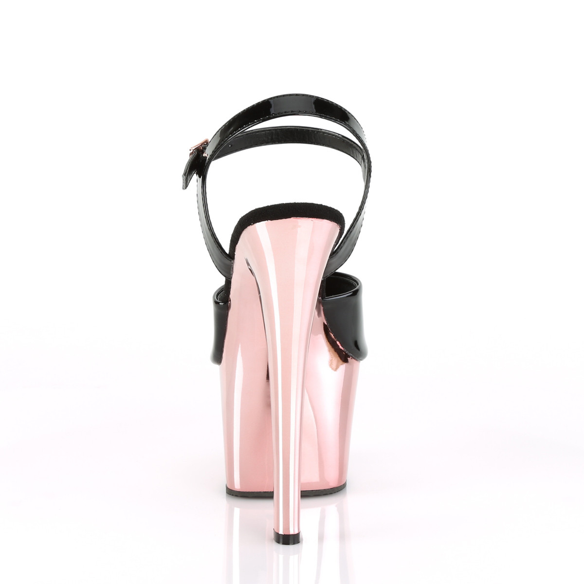 Pleaser Sky-309 B/ROGLDCH - Lesklé čierne sandále na vysokej platforme