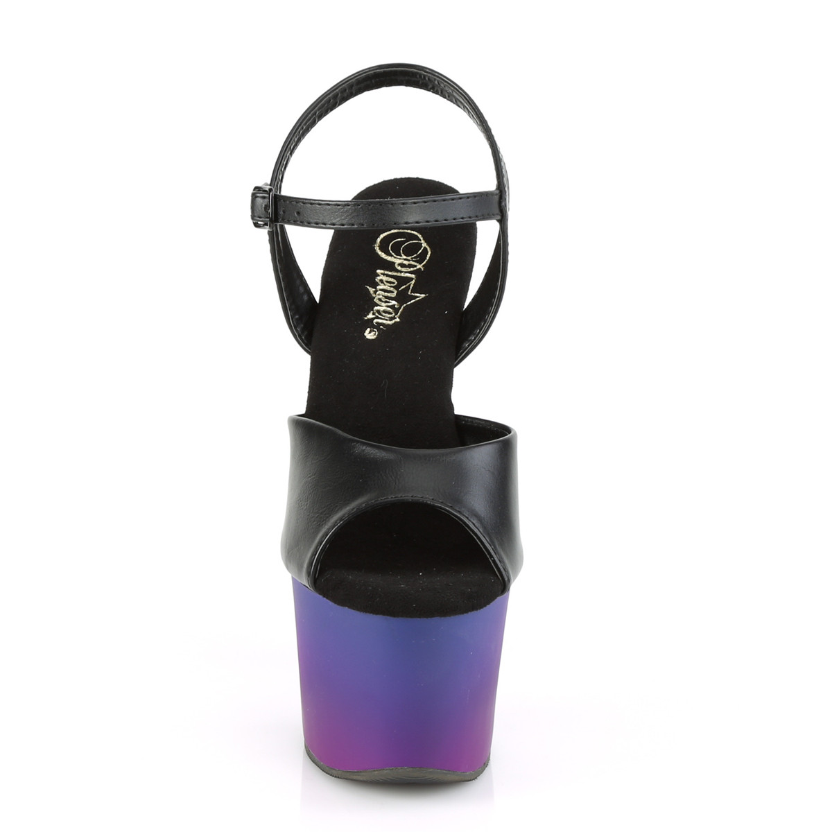 Pleaser Sky-309BP BPU/BLU-PP - Čierne sandále na vysokej platforme