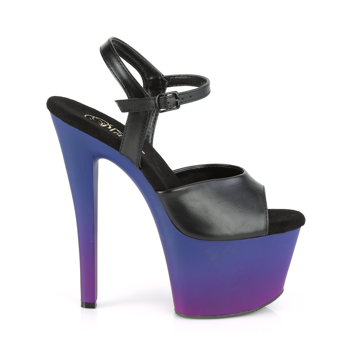 Pleaser Sky-309BP BPU/BLU-PP - Čierne sandále na vysokej platforme