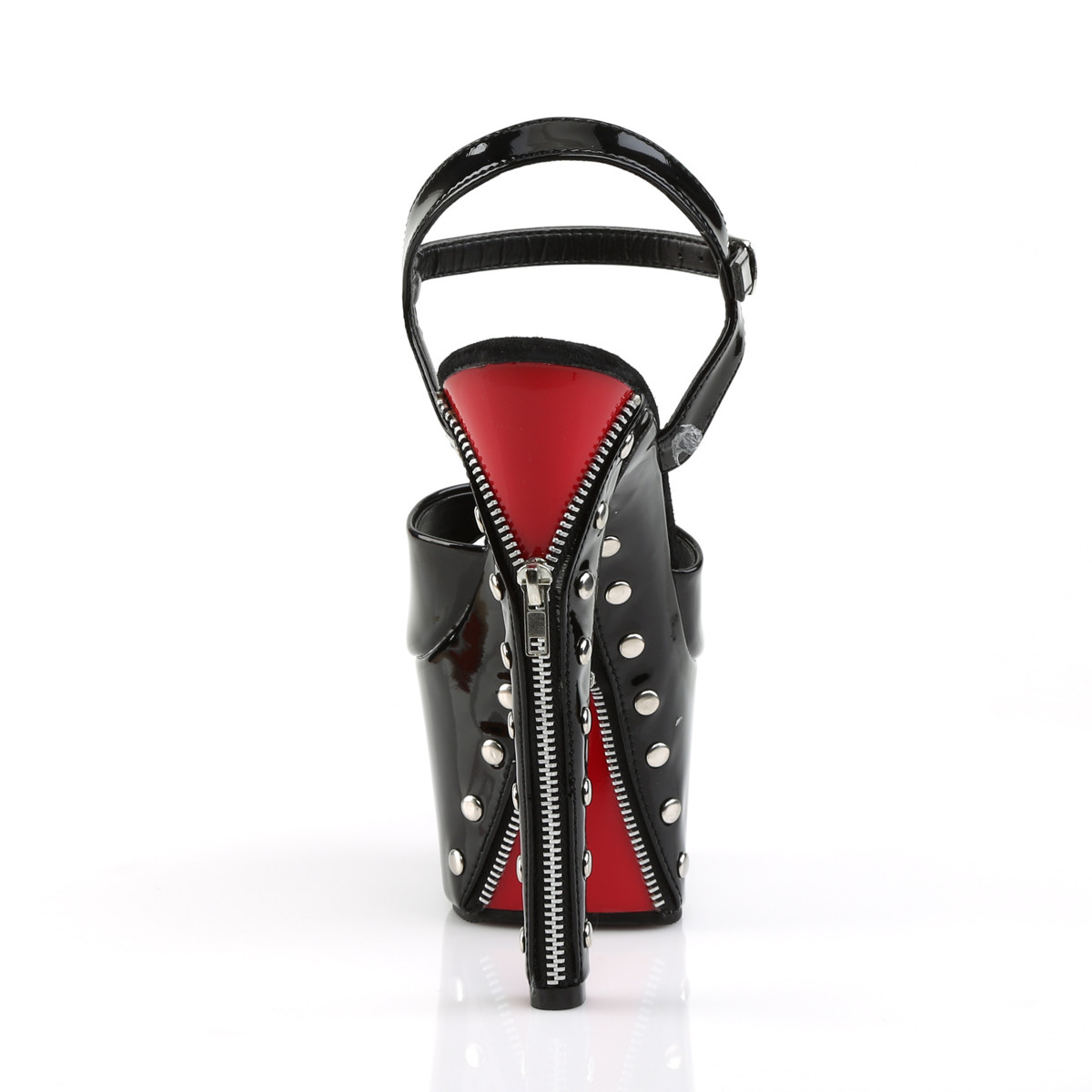 Pleaser Sky-309FH-06 BR/B - Lesklé čierne sandále na vysokej platforme