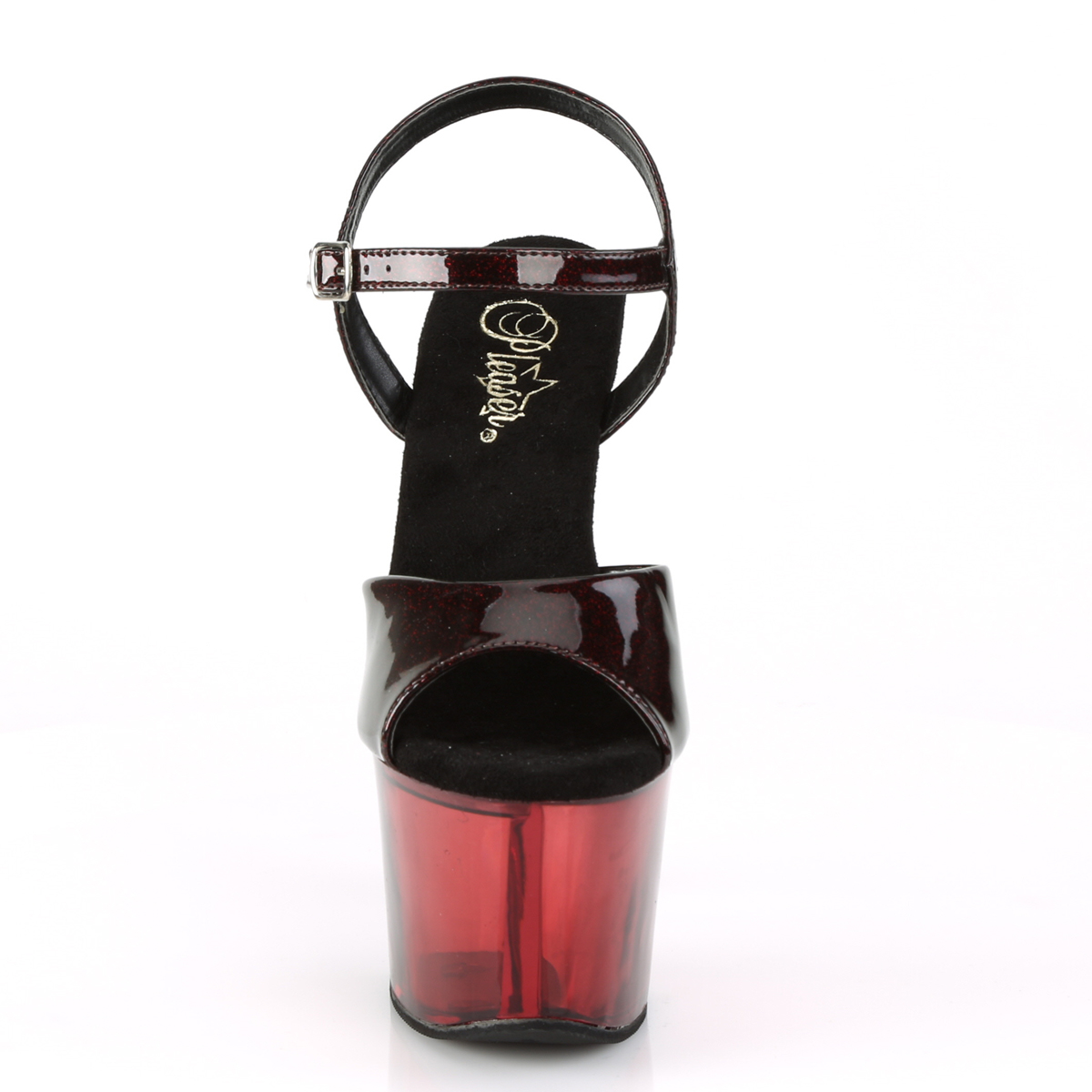 Pleaser Sky-309GPT BY/M - Lesklé fialové sandále na vysokej platforme