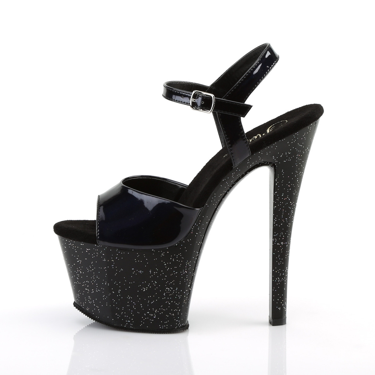 Pleaser Sky-309HG BHG/M - Lesklé čierne sandále na vysokej platforme