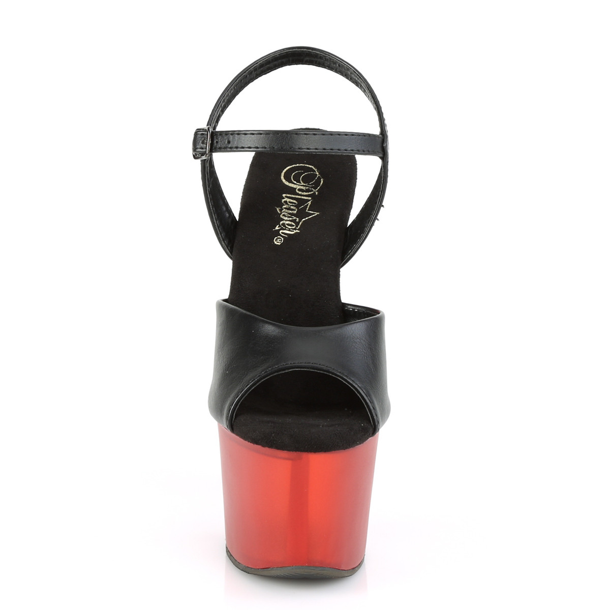 Pleaser Sky-309T BPU/R - Čierne sandále na vysokej platforme