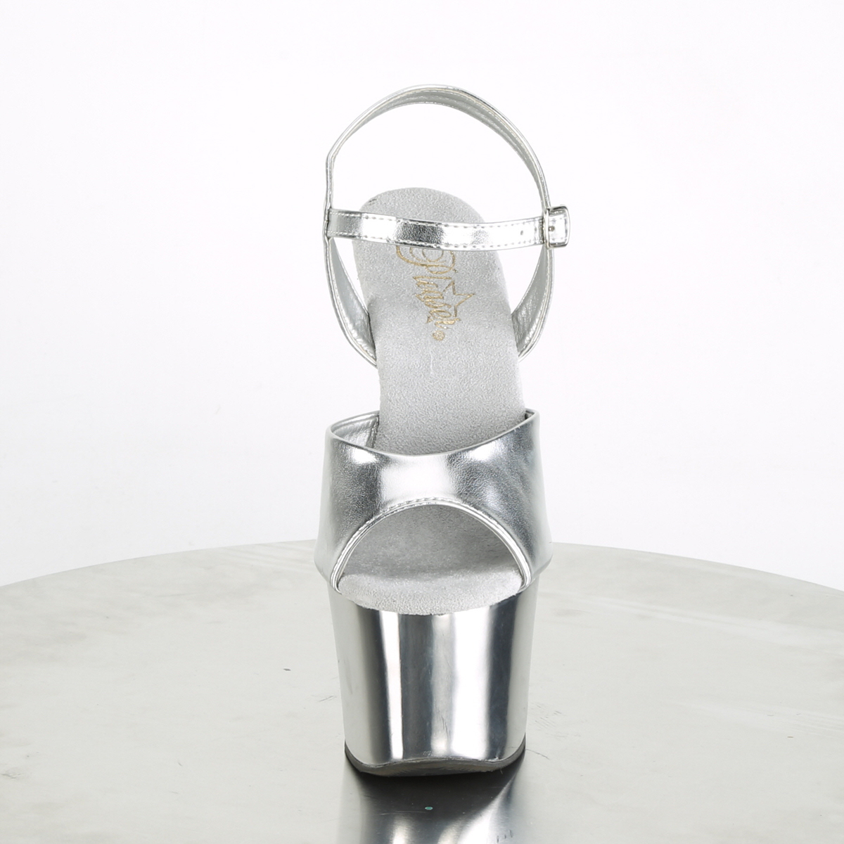 Pleaser Sky-309TTG SMPU/SCH - Strieborné sandále na vysokej platforme