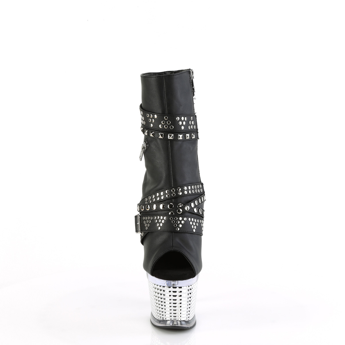 Pleaser Spectator-1015 BPU/C-SCH - Čierne čižmy s otvorenou špičkou na vysokej platforme