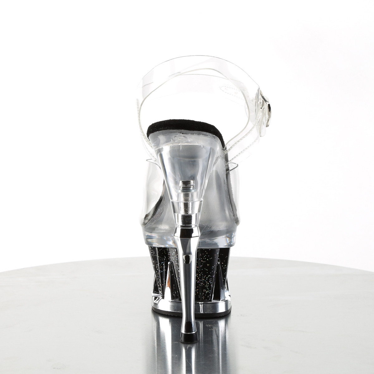 Pleaser Spiky-608MG C/BG - Priehľadné sandále na vysokej platforme