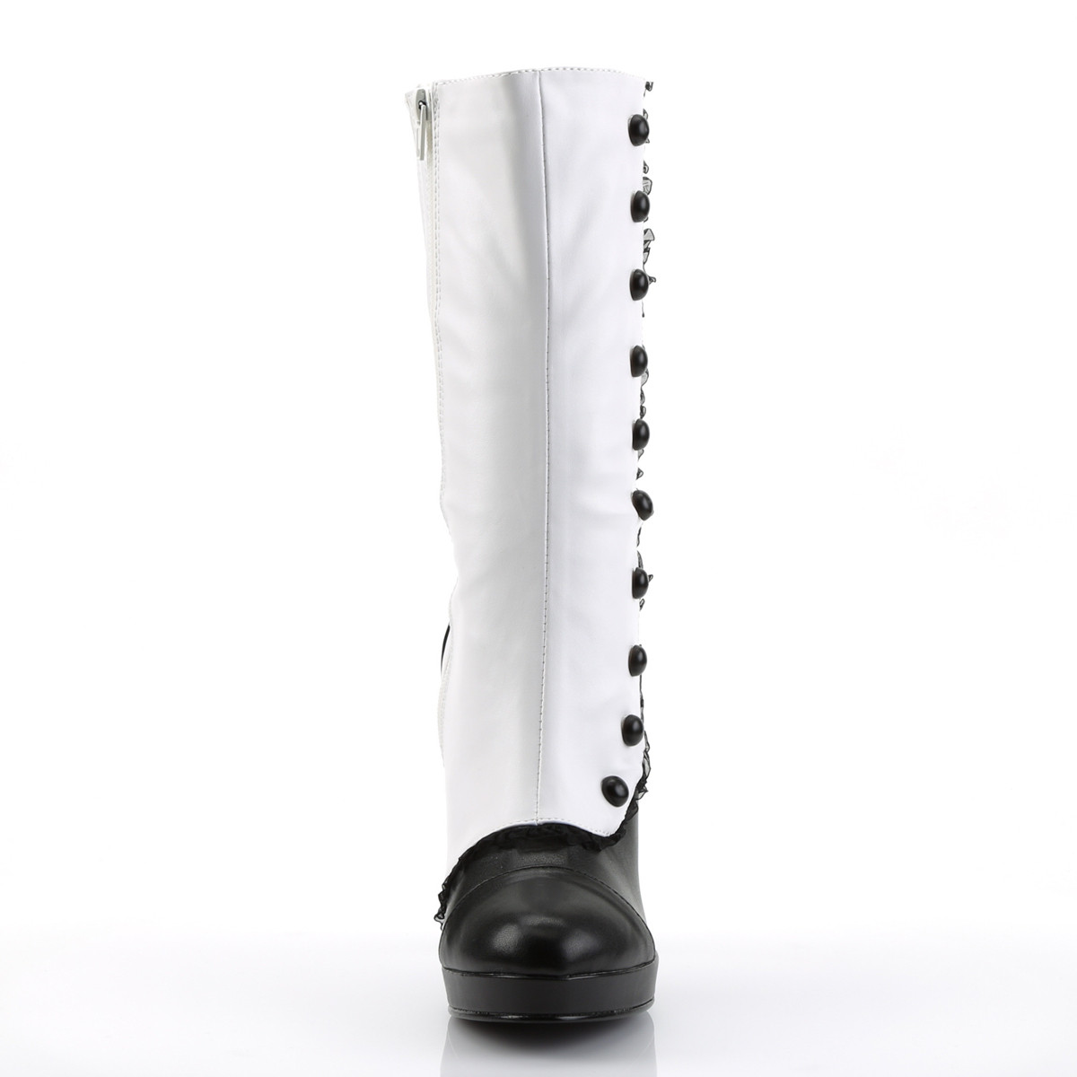 Funtasma Splendor-130 WB/PU - Biele kotníkové čižmy na vysokom podpätku