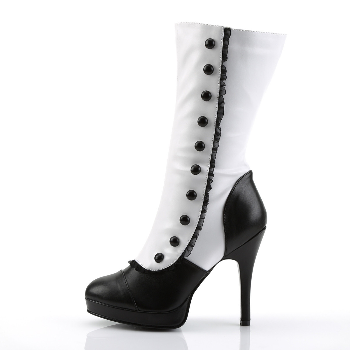 Funtasma Splendor-130 WB/PU - Biele kotníkové čižmy na vysokom podpätku