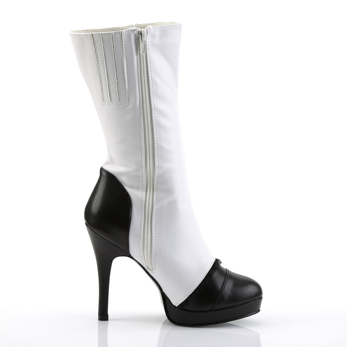 Funtasma Splendor-130 WB/PU - Biele kotníkové čižmy na vysokom podpätku