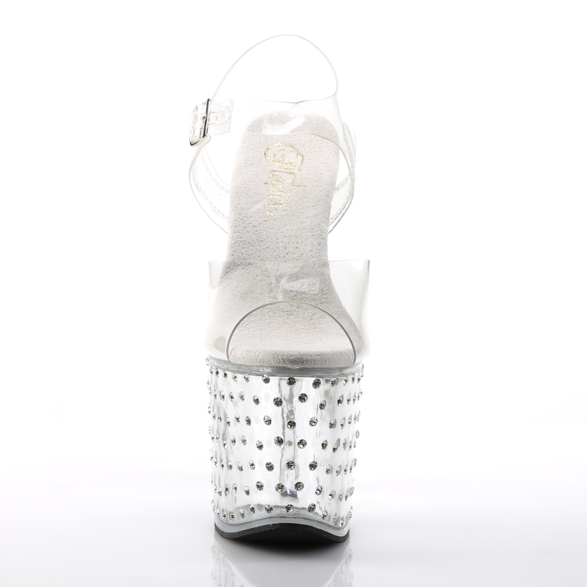 Pleaser Stardust-758 C/M - Priehľadné sandále na vysokej platforme
