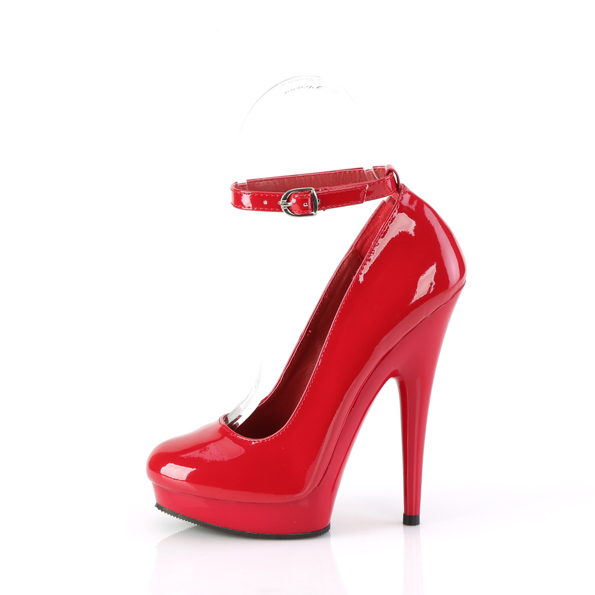 Fabulicious Sultry-686 R/M - Lesklé červené lodičky s remienkami na vysokom podpätku