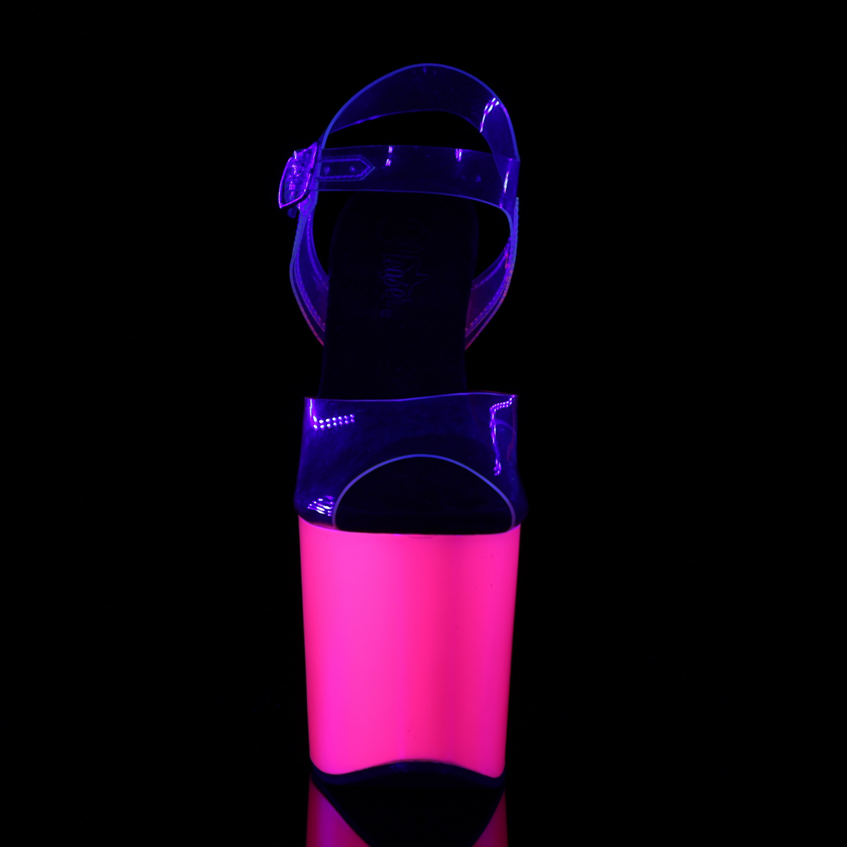 Pleaser Taboo-708UV C/NP - Priehľadné uv reaktívne sandále na vysokej platforme