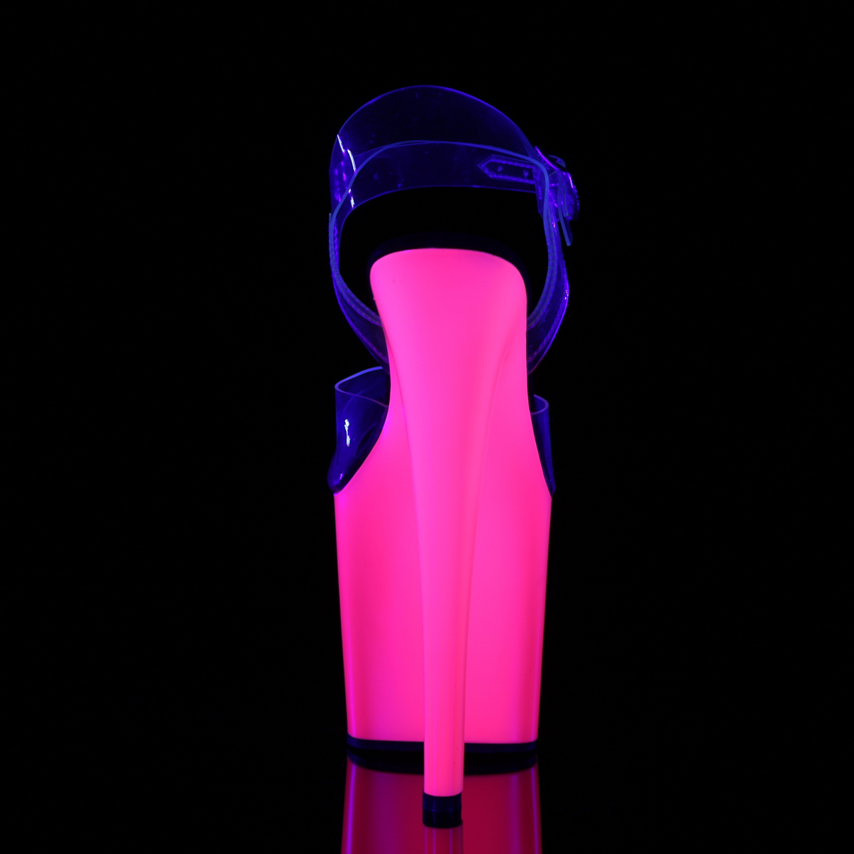 Pleaser Taboo-708UV C/NP - Priehľadné uv reaktívne sandále na vysokej platforme