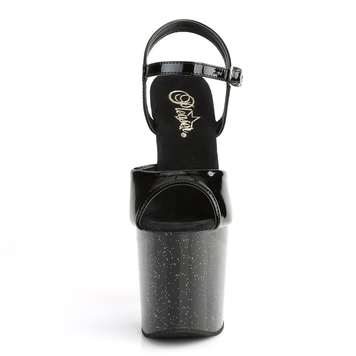 Pleaser Taboo-709MG B/M - Lesklé čierne sandále na vysokej platforme