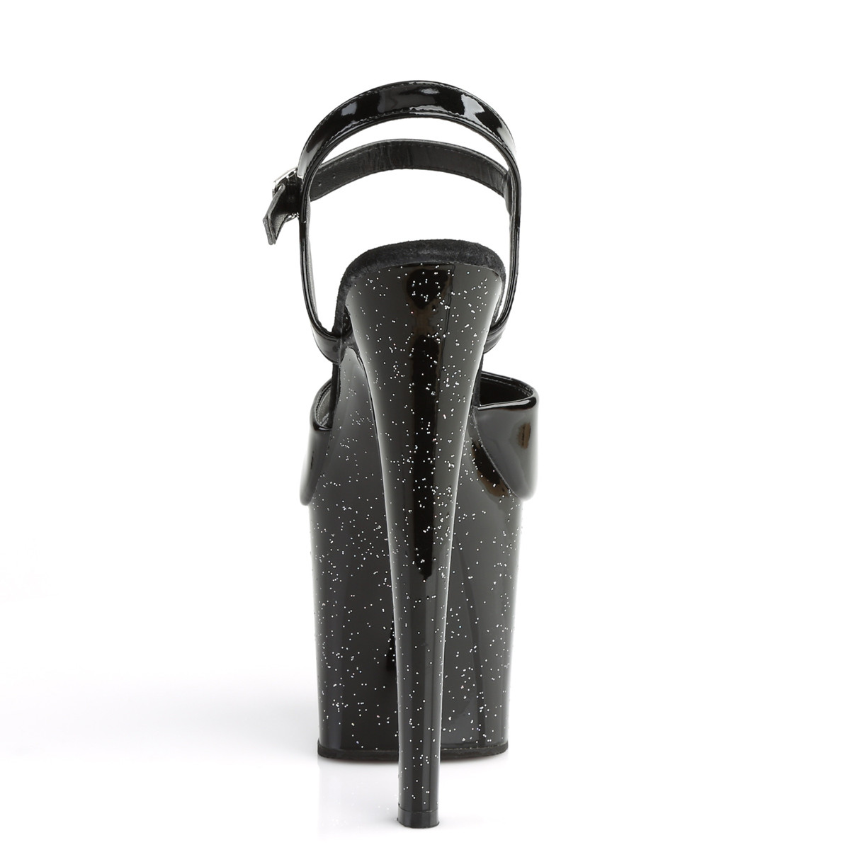 Pleaser Taboo-709MG B/M - Lesklé čierne sandále na vysokej platforme