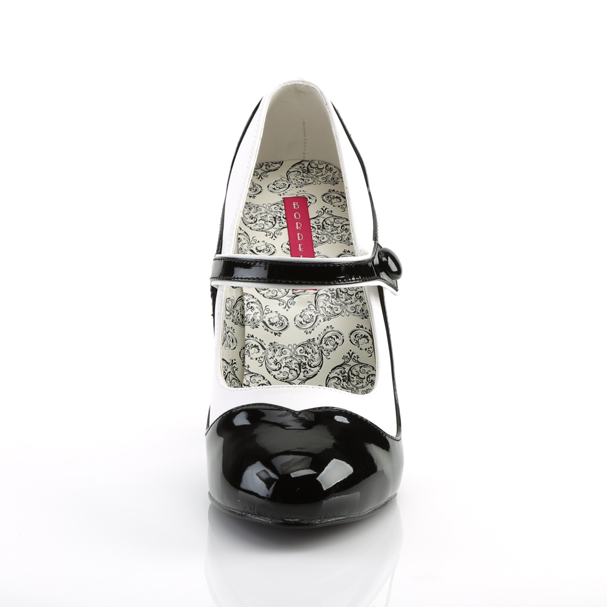 Bordello Tempt-07 BW/PU - Čierne lodičky s remienkami na vysokom podpätku