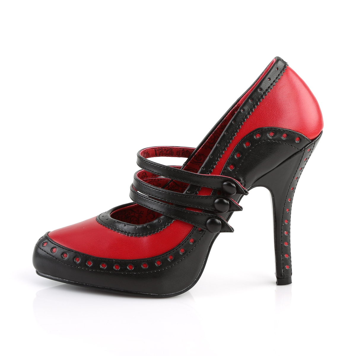 Bordello Tempt-10 BR/PU - Čierne lodičky s remienkami na vysokom podpätku