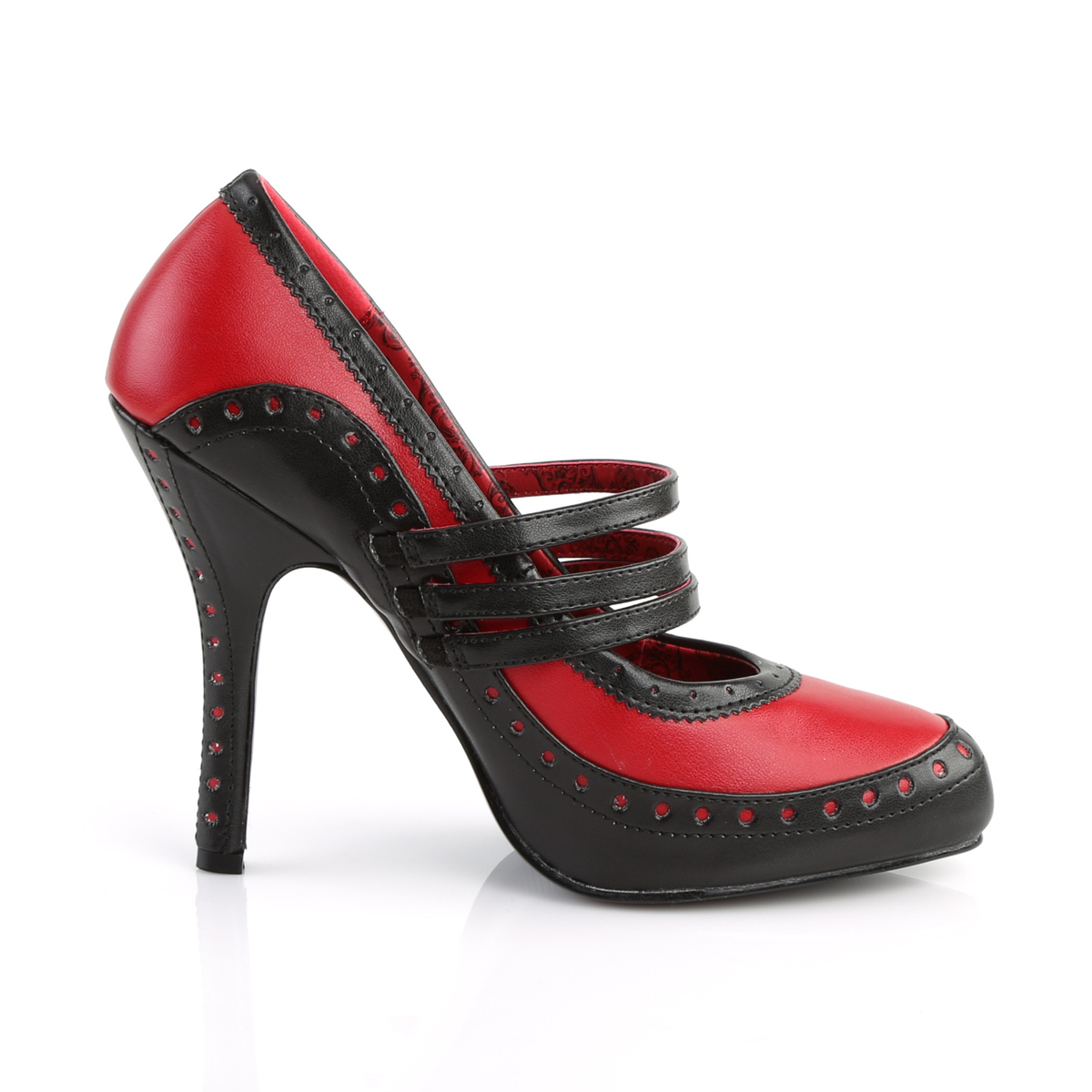 Bordello Tempt-10 BR/PU - Čierne lodičky s remienkami na vysokom podpätku