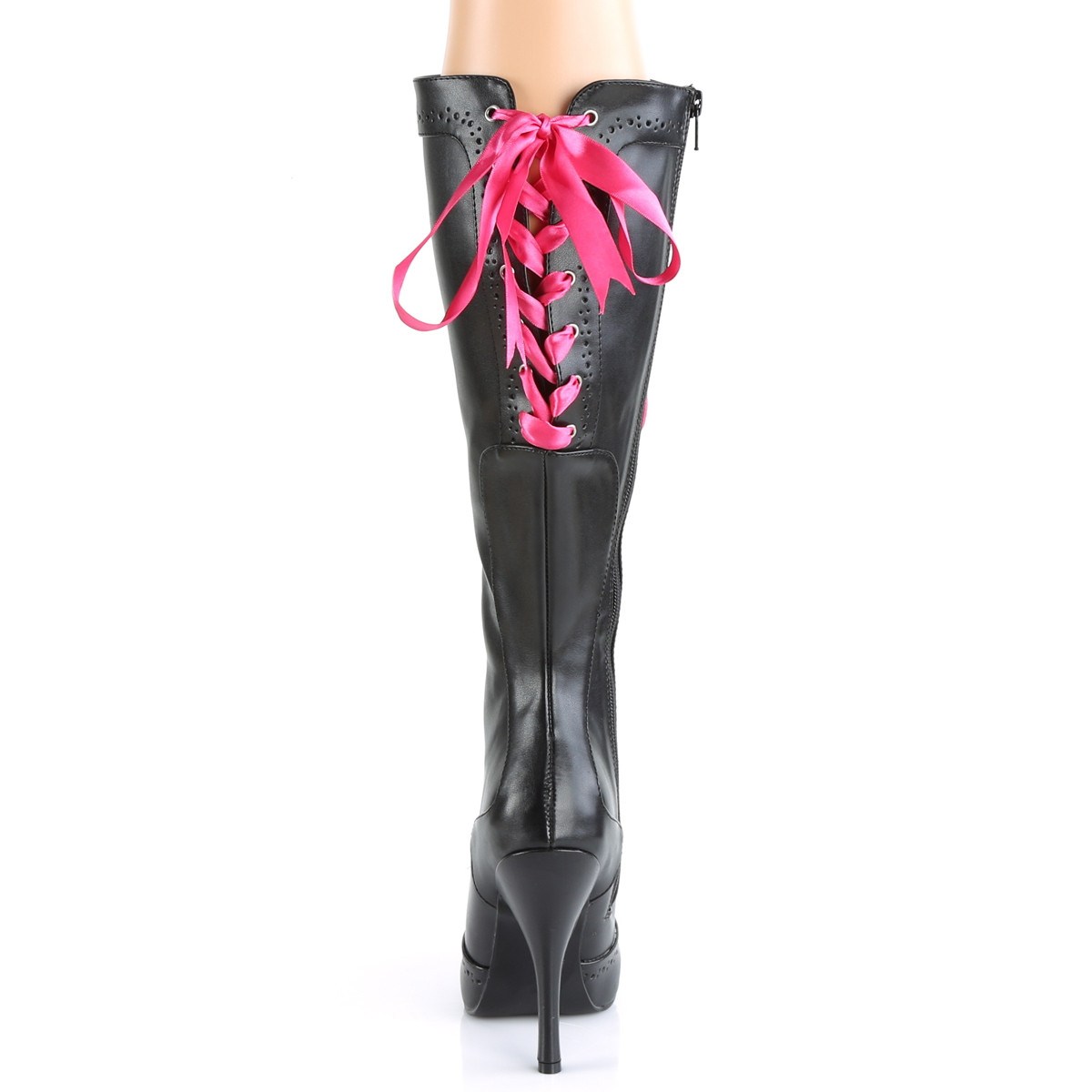 Bordello Tempt-125 B/PU - Čierne čižmy na vysokom podpätku