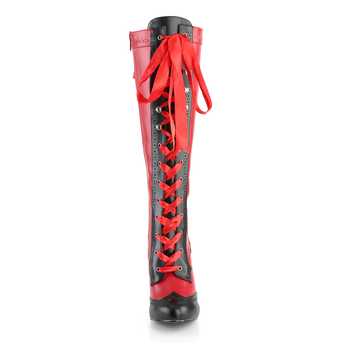 Bordello Tempt-126 RB/PU - Červené čižmy na vysokom podpätku