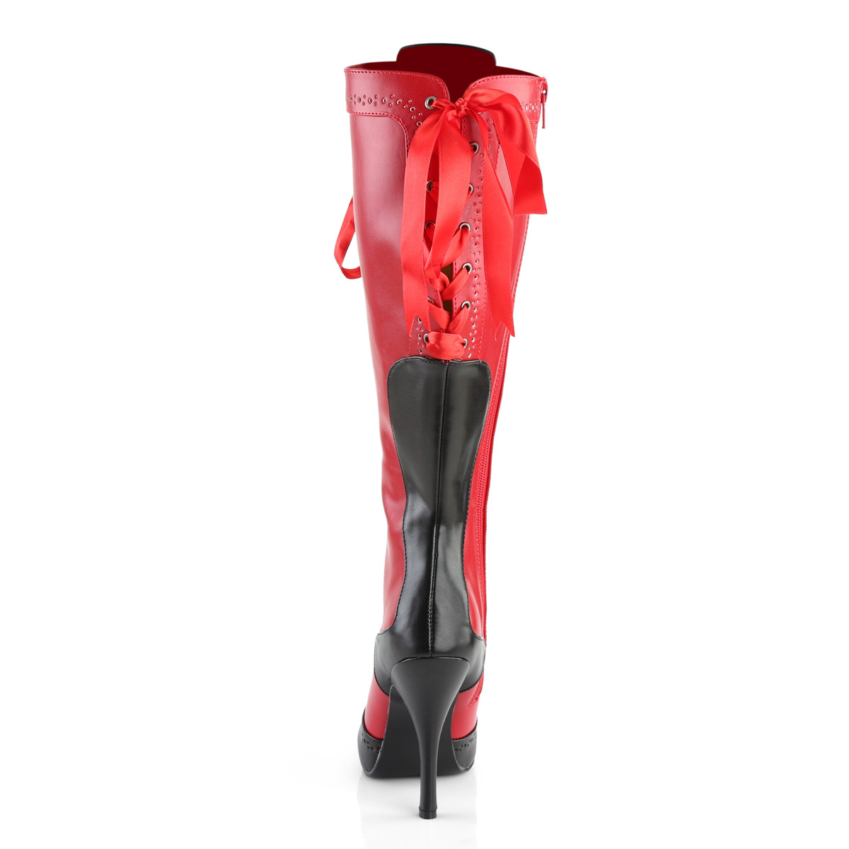 Bordello Tempt-126 RB/PU - Červené čižmy na vysokom podpätku