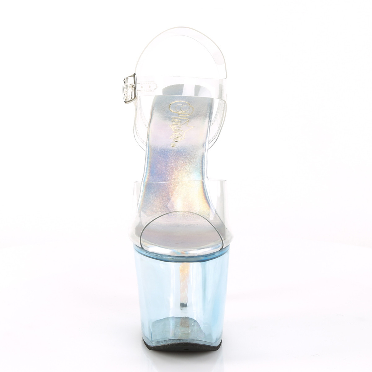 Pleaser Unicorn-708T C/BU - Priehľadné sandále na vysokej platforme