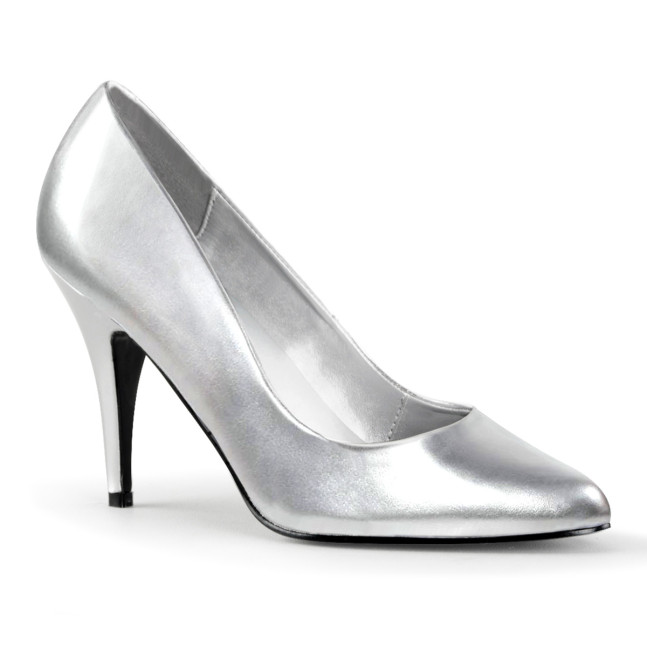 Pleaser Vanity-420 S/PU - Strieborné lodičky na vysokom podpätku