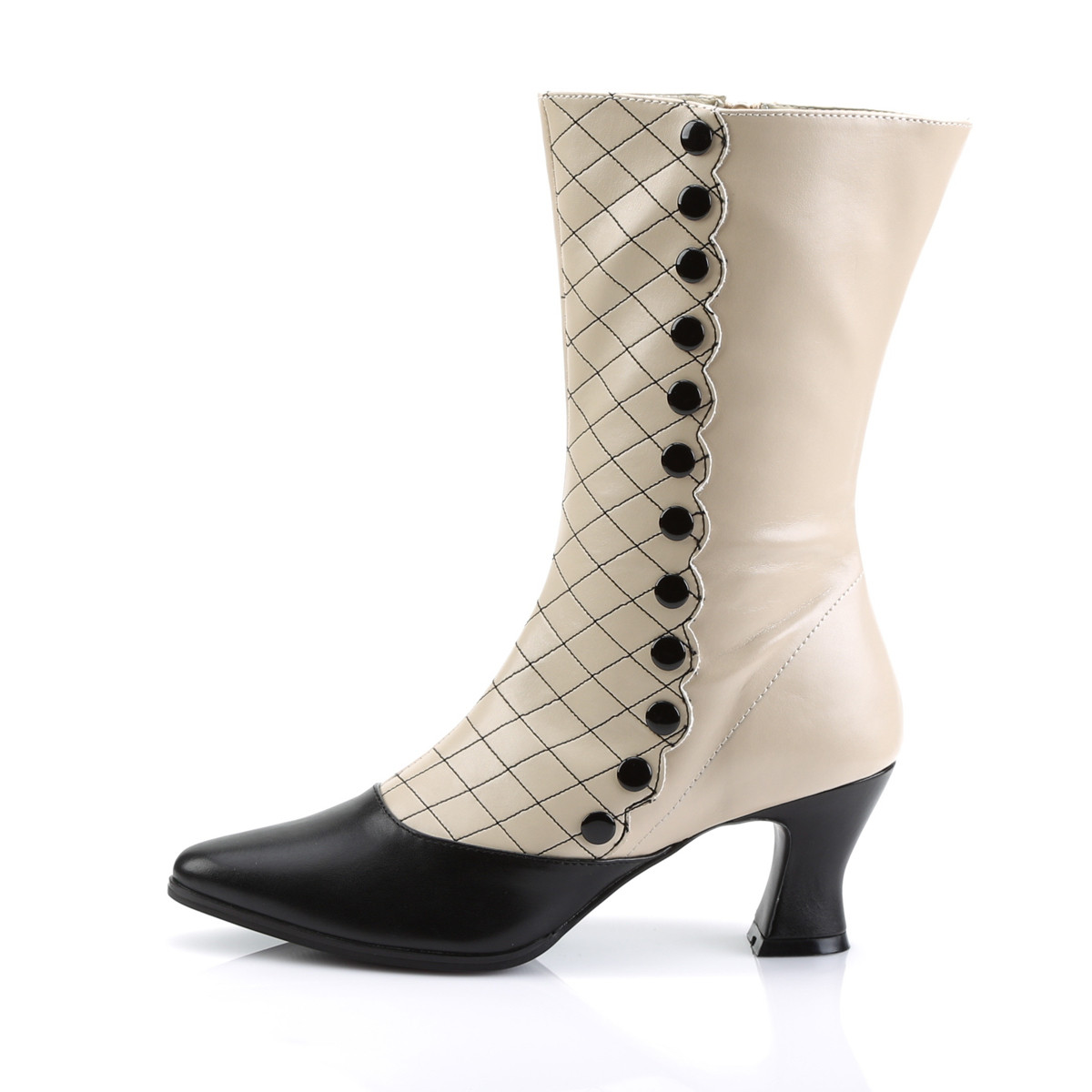 Funtasma Victorian-123 CR-BPU - Béžové viktoriánske topánky so širokými podpätkami