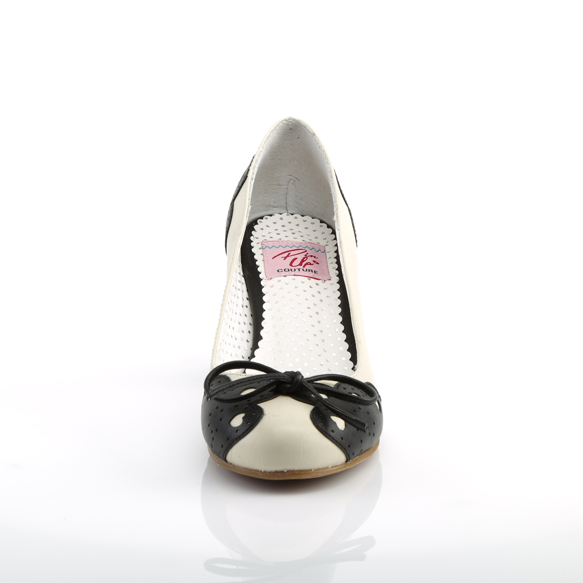 Pin Up Couture Wiggle-17 B-CRPU - Čierne lodičky so širokými podpätkami