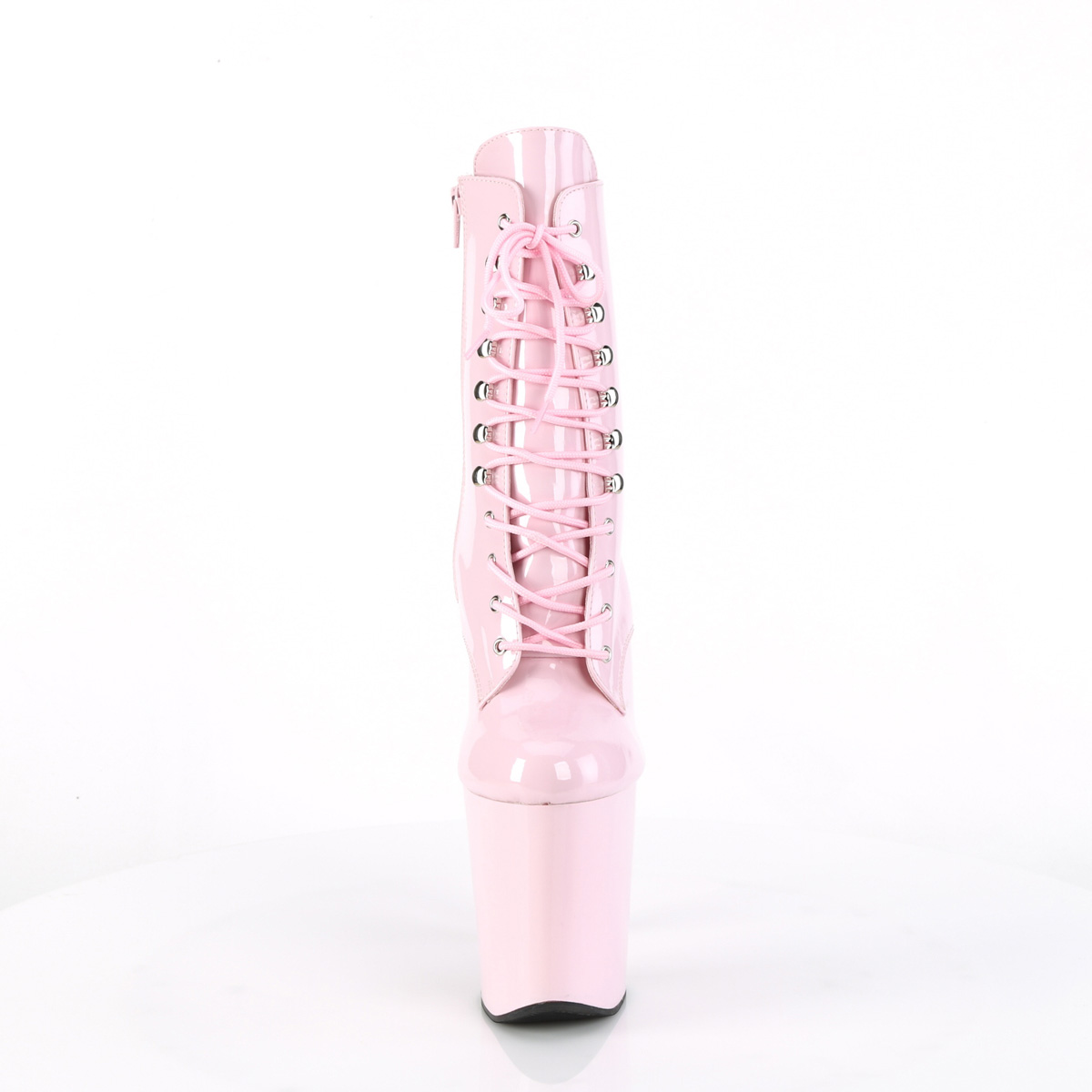 Pleaser Xtreme-1020 BP/M - Lesklé ružové kotníkové čižmy na vysokej platforme