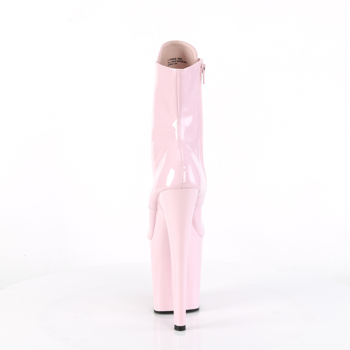 Pleaser Xtreme-1020 BP/M - Lesklé ružové kotníkové čižmy na vysokej platforme