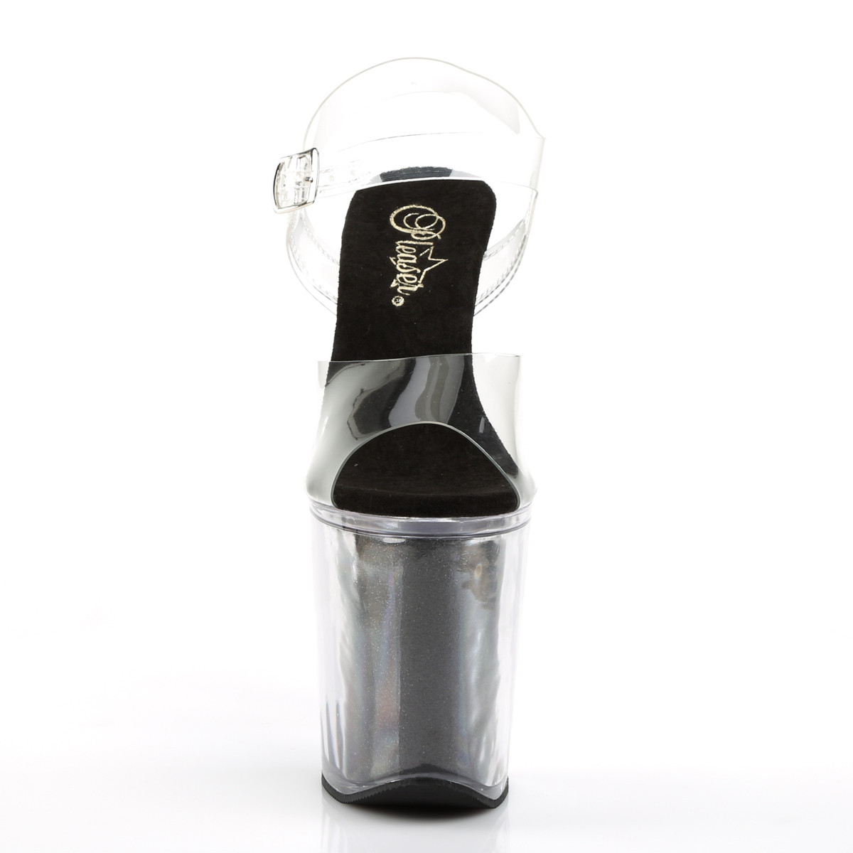 Pleaser Xtreme-808G C/BG - Priehľadné sandále na vysokej platforme