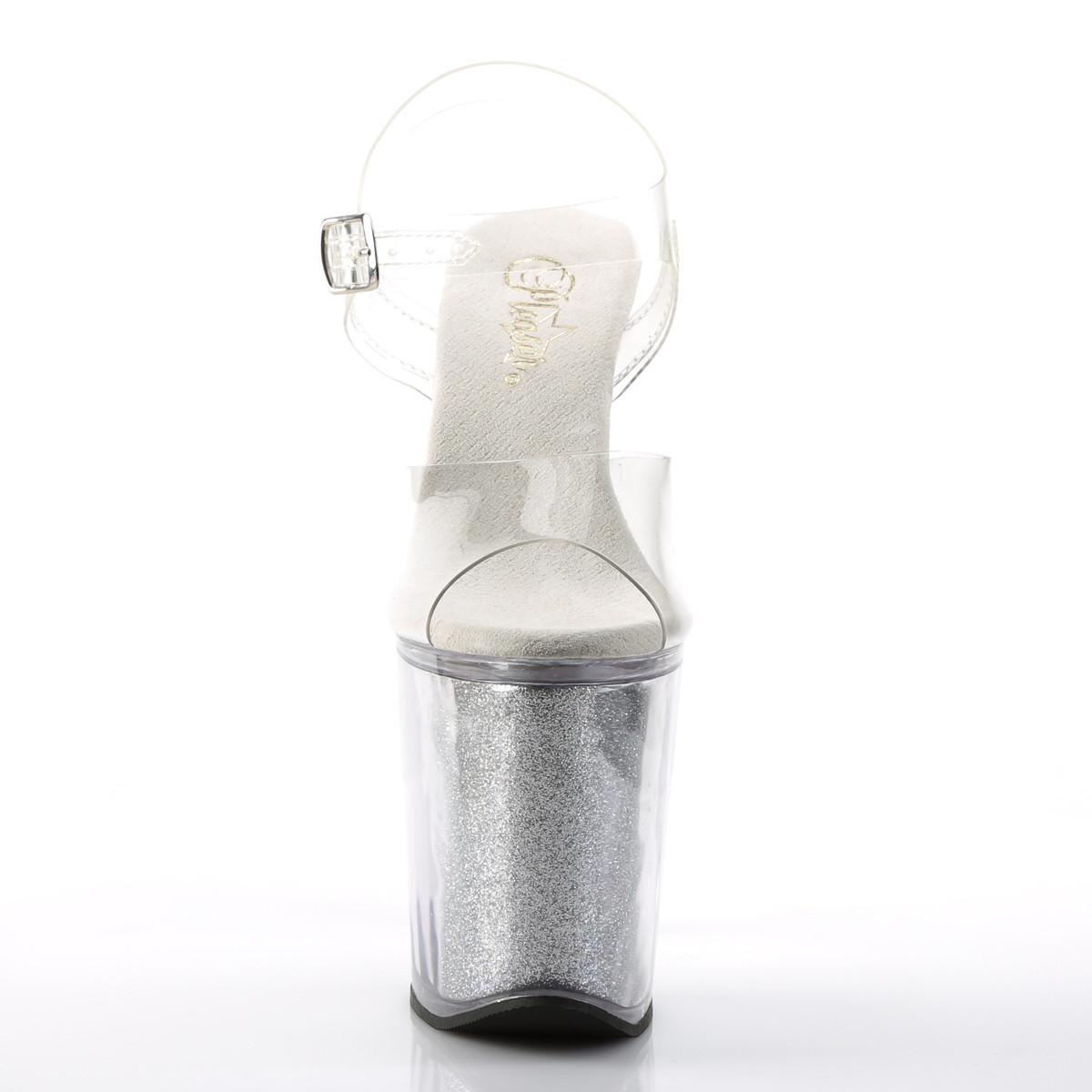 Pleaser Xtreme-808G C/SG - Priehľadné sandále na vysokej platforme