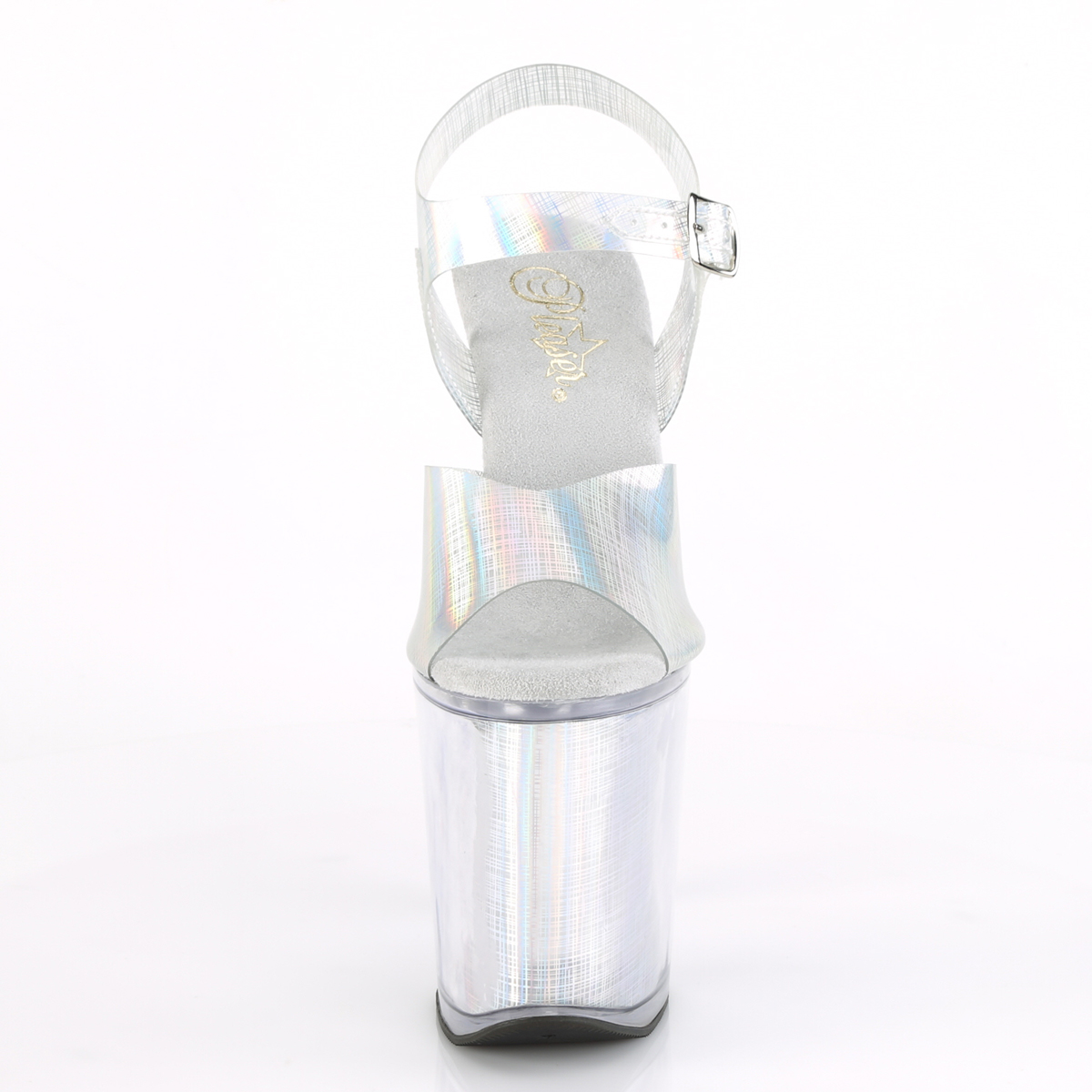 Pleaser Xtreme-808N-CRHM SHG/M - Strieborné sandále na vysokej platforme