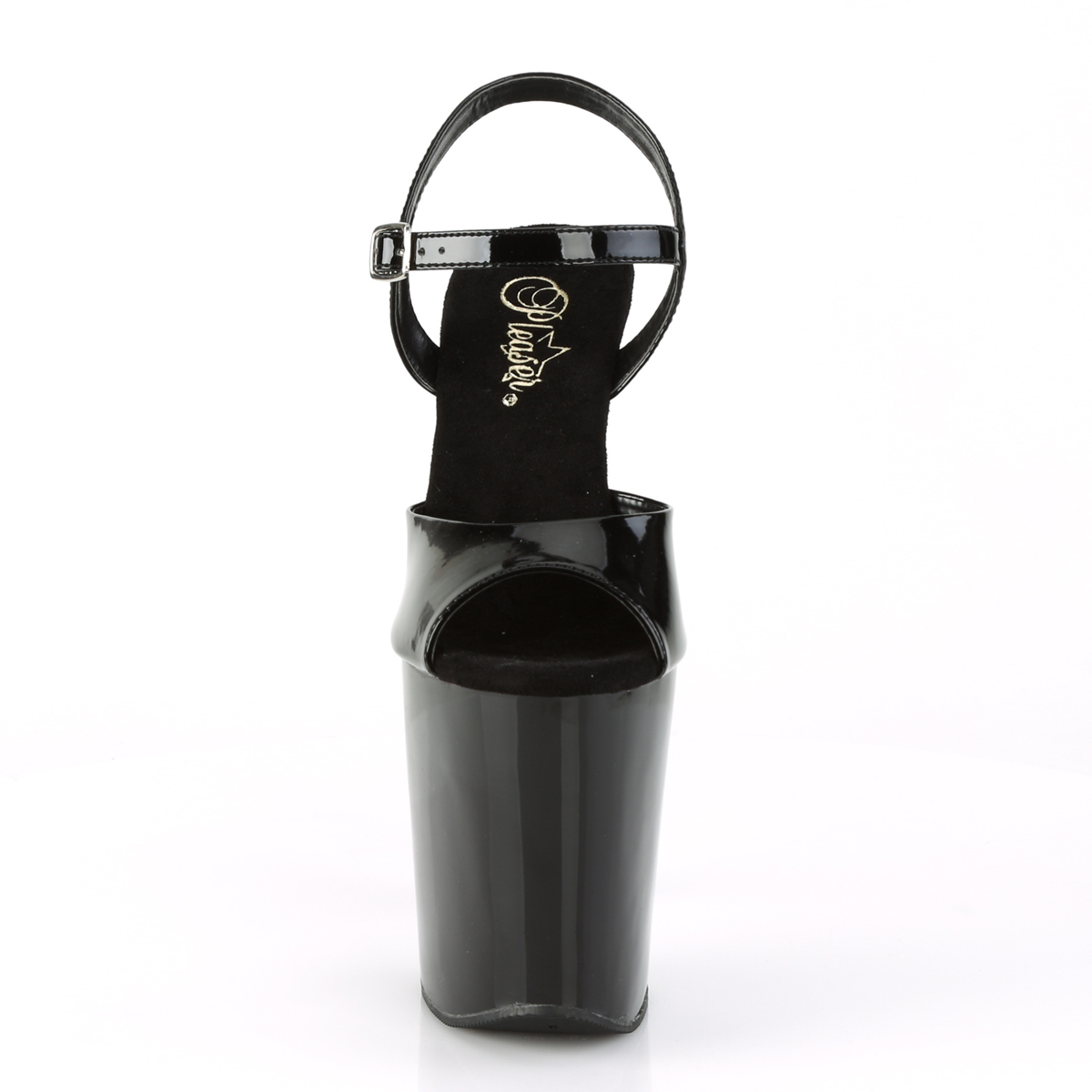 Pleaser Xtreme-809CRS B/B-SRS - Lesklé čierne sandále na vysokej platforme